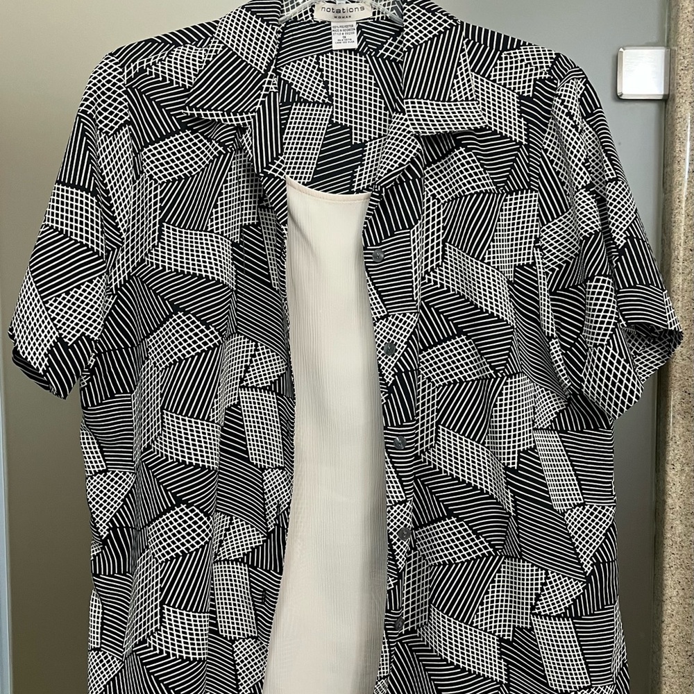 Geometric Black and White Blouse